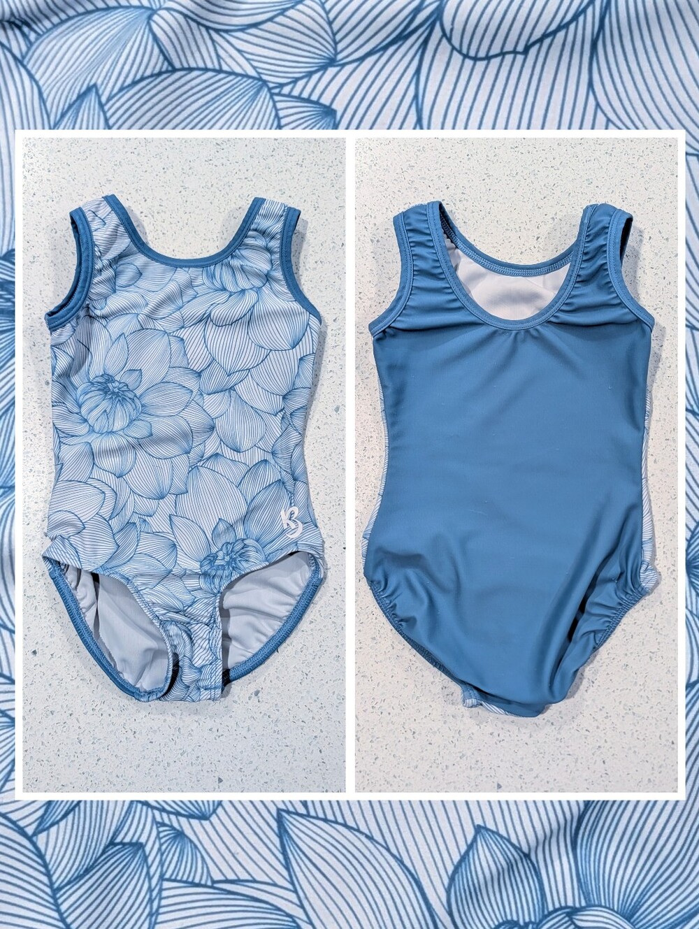 Kbee Gymnastics Dance Leotard CXS Extra Small FLORAL Outline Flipside FLIP Side